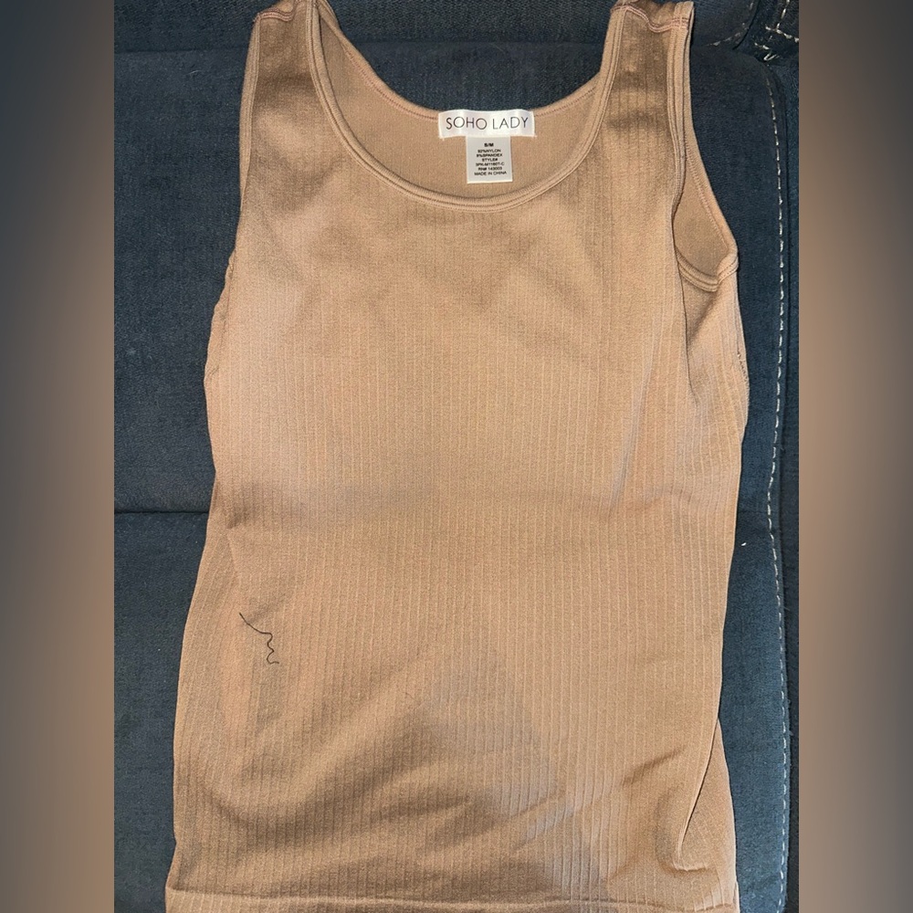 Soho Lady Women's Brown Ribbed Tank Top